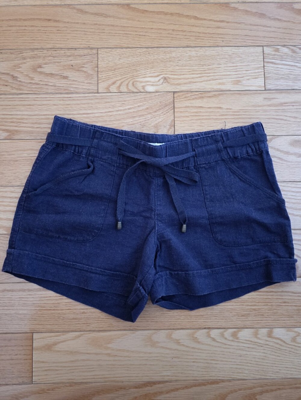 Dynamite Dark Navy High-Waist Tie Shorts, XS
